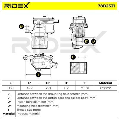 Brake Caliper RIDEX 78B2531 78B2531 - photo 7
