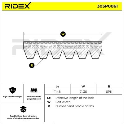 V-Ribbed Belt RIDEX 305P0061 305P0061 - photo 3