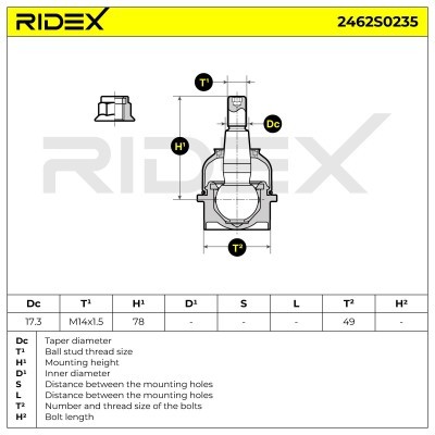 Ball Joint RIDEX 2462S0235 2462S0235 - photo 4