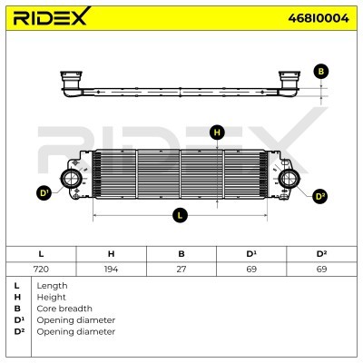 Intercooler, Charger RIDEX 468I0004 468I0004 - photo 5