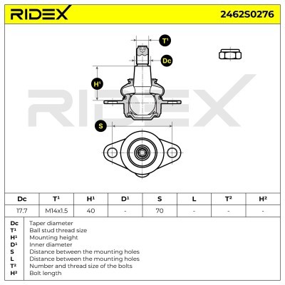 Ball Joint RIDEX 2462S0276 2462S0276 - photo 5