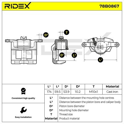 Brake Caliper RIDEX 78B0867 78B0867 - photo 6