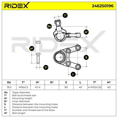 Ball Joint RIDEX 2462S0196 2462S0196 - photo 9