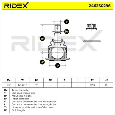 Ball Joint RIDEX 2462S0296 2462S0296 - photo 6