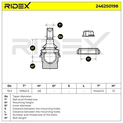 Ball Joint RIDEX 2462S0198 2462S0198 - photo 5