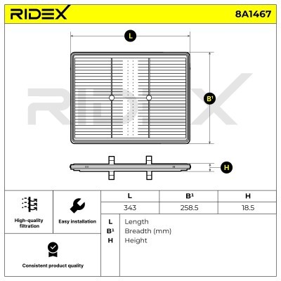 Air Filter RIDEX 8A1467 8A1467 - photo 6