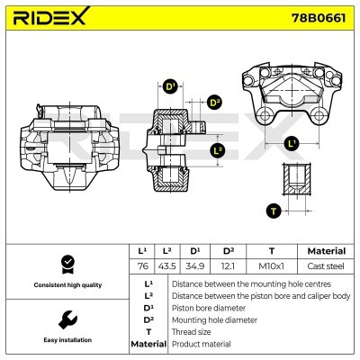 Brake Caliper RIDEX 78B0661 78B0661 - photo 5