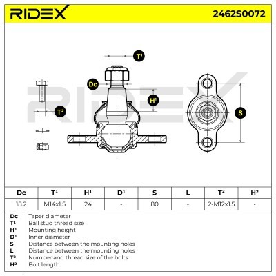 Ball Joint RIDEX 2462S0072 2462S0072 - photo 6