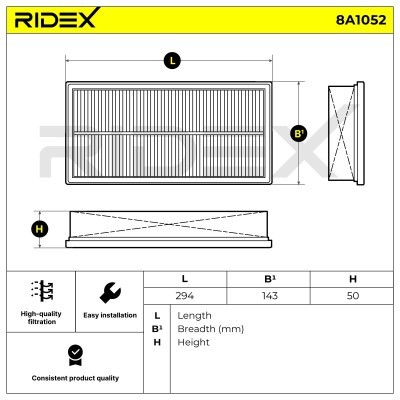 Air Filter RIDEX 8A1052 8A1052 - photo 6