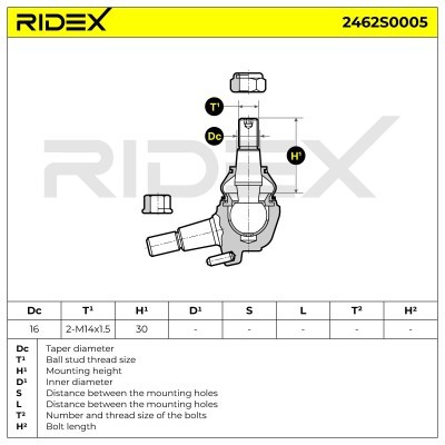 Ball Joint RIDEX 2462S0005 2462S0005 - photo 3