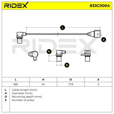 Crankshaft Pulse Sensor RIDEX 833C0004 833C0004 - photo 4