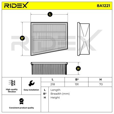 Air Filter RIDEX 8A1221 8A1221 - photo 6