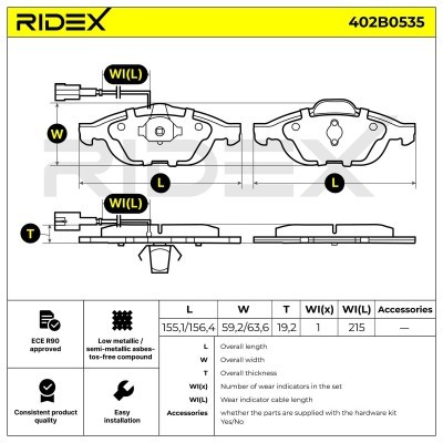 Brake Pads Set RIDEX 402B0535 402B0535 - photo 7