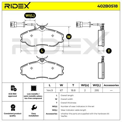 Brake Pads Set RIDEX 402B0518 402B0518 - photo 9