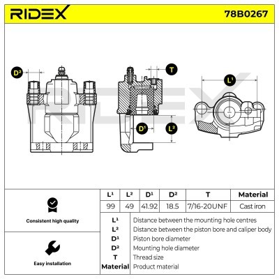 Brake Caliper RIDEX 78B0267 78B0267 - photo 3