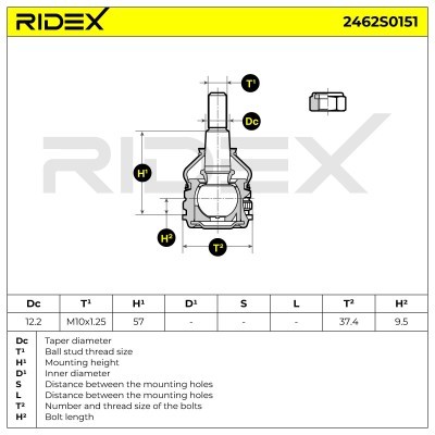 Ball Joint RIDEX 2462S0151 2462S0151 - photo 5
