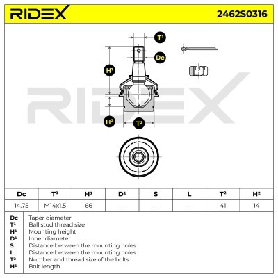 Ball Joint RIDEX 2462S0316 2462S0316 - photo 8