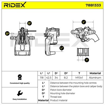 Brake Caliper RIDEX 78B1333 78B1333 - photo 6