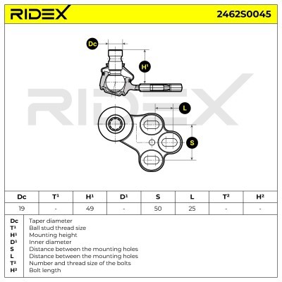 Ball Joint RIDEX 2462S0045 2462S0045 - photo 6