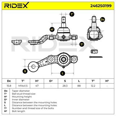 Ball Joint RIDEX 2462S0199 2462S0199 - photo 6
