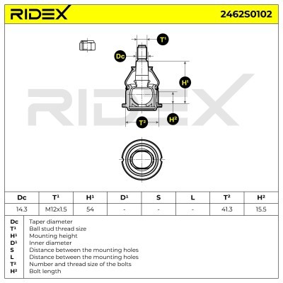 Ball Joint RIDEX 2462S0102 2462S0102 - photo 6