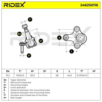 Ball Joint RIDEX 2462S0116 2462S0116 - photo 3