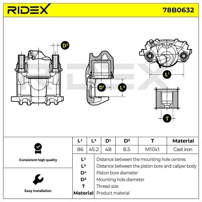 Brake Caliper RIDEX 78B0632 78B0632 - photo 3