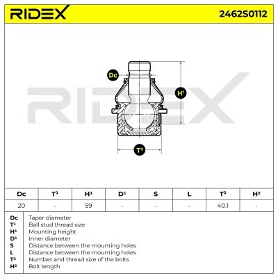 Ball Joint RIDEX 2462S0112 2462S0112 - photo 6