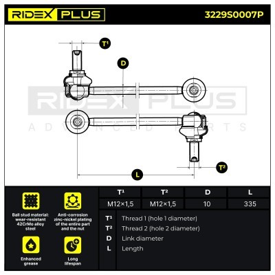 Stabilizer Link RIDEX 3229S0007P 3229S0007P - photo 3