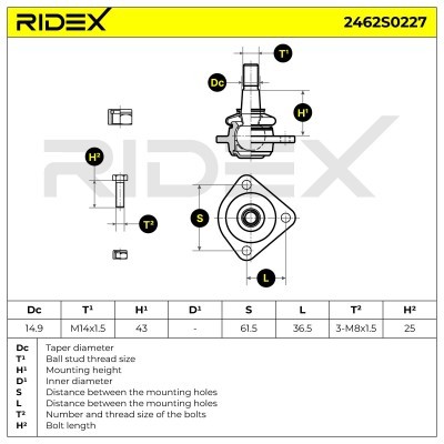 Ball Joint RIDEX 2462S0227 2462S0227 - photo 5