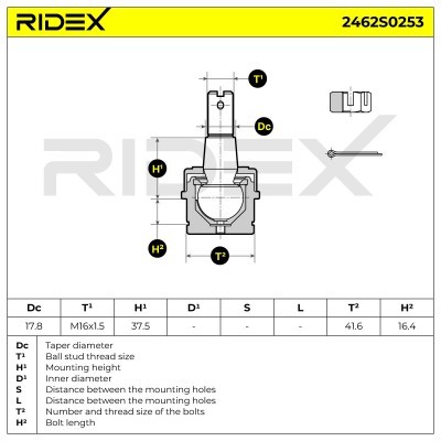 Ball Joint RIDEX 2462S0253 2462S0253 - photo 6