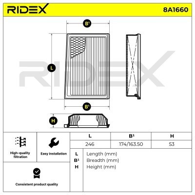 Air Filter RIDEX 8A1660 8A1660 - photo 6