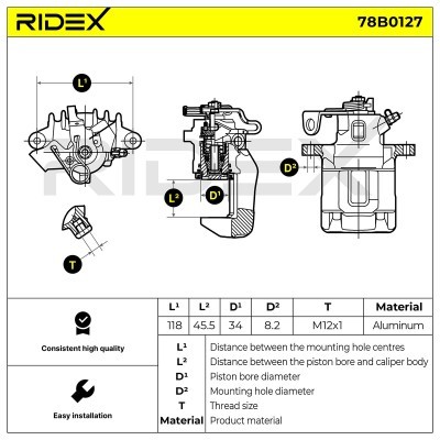 Brake Caliper RIDEX 78B0127 78B0127 - photo 2
