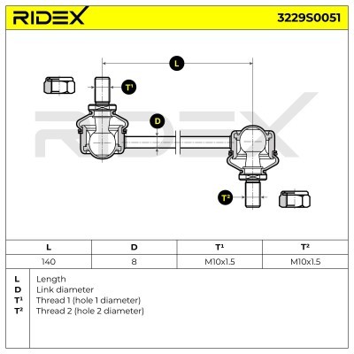 Stabilizer Link RIDEX 3229S0051 3229S0051 - photo 3
