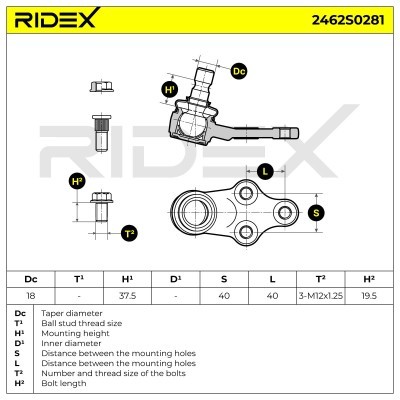 Ball Joint RIDEX 2462S0281 2462S0281 - photo 14