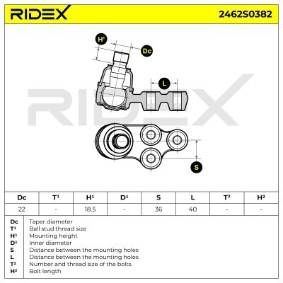 Ball Joint RIDEX 2462S0382 2462S0382 - photo 5