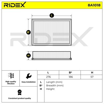 Air Filter RIDEX 8A1018 8A1018 - photo 6