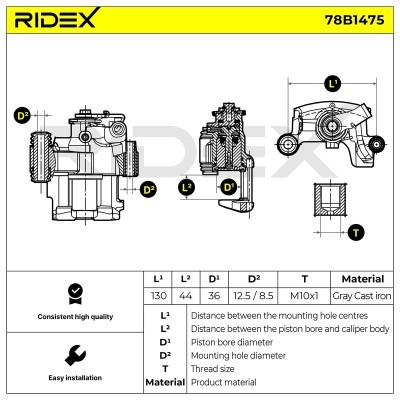 Brake Caliper RIDEX 78B1475 78B1475 - photo 6