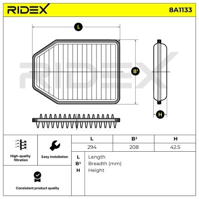 Air Filter RIDEX 8A1133 8A1133 - photo 6