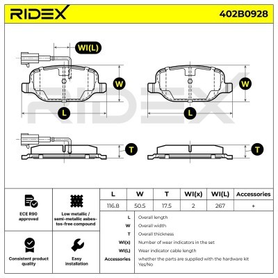 Brake Pads Set RIDEX 402B0928 402B0928 - photo 6