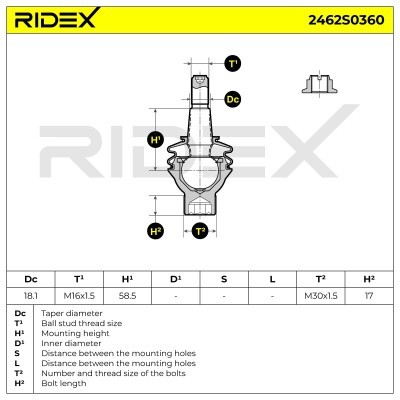 Ball Joint RIDEX 2462S0360 2462S0360 - photo 5