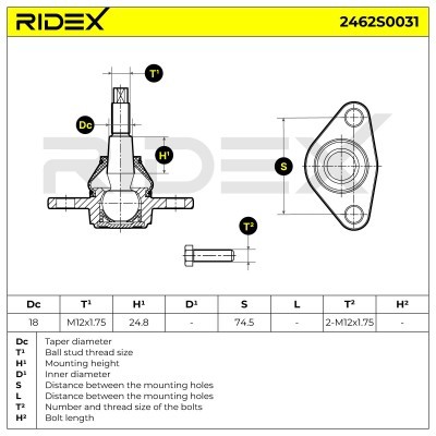 Ball Joint RIDEX 2462S0031 2462S0031 - photo 5
