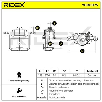 Brake Caliper RIDEX 78B0975 78B0975 - photo 6
