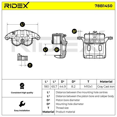 Brake Caliper RIDEX 78B1450 78B1450 - photo 7