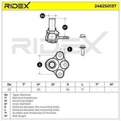 Ball Joint RIDEX 2462S0137 2462S0137 - photo 8