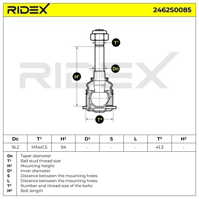 Ball Joint RIDEX 2462S0085 2462S0085 - photo 10