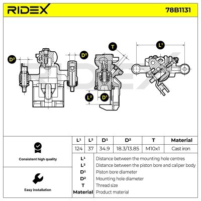 Brake Caliper RIDEX 78B1131 78B1131 - photo 6