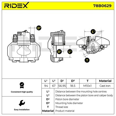 Brake Caliper RIDEX 78B0629 78B0629 - photo 6
