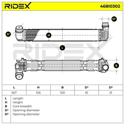 Intercooler, Charger RIDEX 468I0302 468I0302 - photo 7