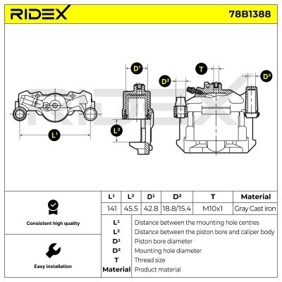 Brake Caliper RIDEX 78B1388 78B1388 - photo 7